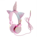 Unicorn Cartoon Glitter Kids Headphone with Microphone Mic