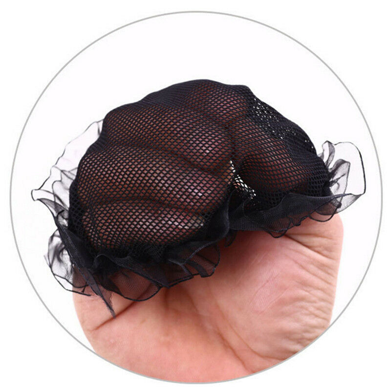 2PCs Women Ballet Dance Skating Snoods Hair Net Bun Cover Black Nylon Material Z