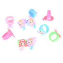 5Pcs Pvc Rubber Cartoon Mermaid Princess Kids Rings Children Silicone Rings FT