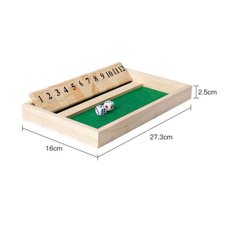 Wooden Shut the Box 12 Dice Game Board ,Wooden Board Game with Dice for the M2Z8