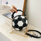 Round Shoulder Bag Women Totes Chain Messenger Handbag (Football Black)