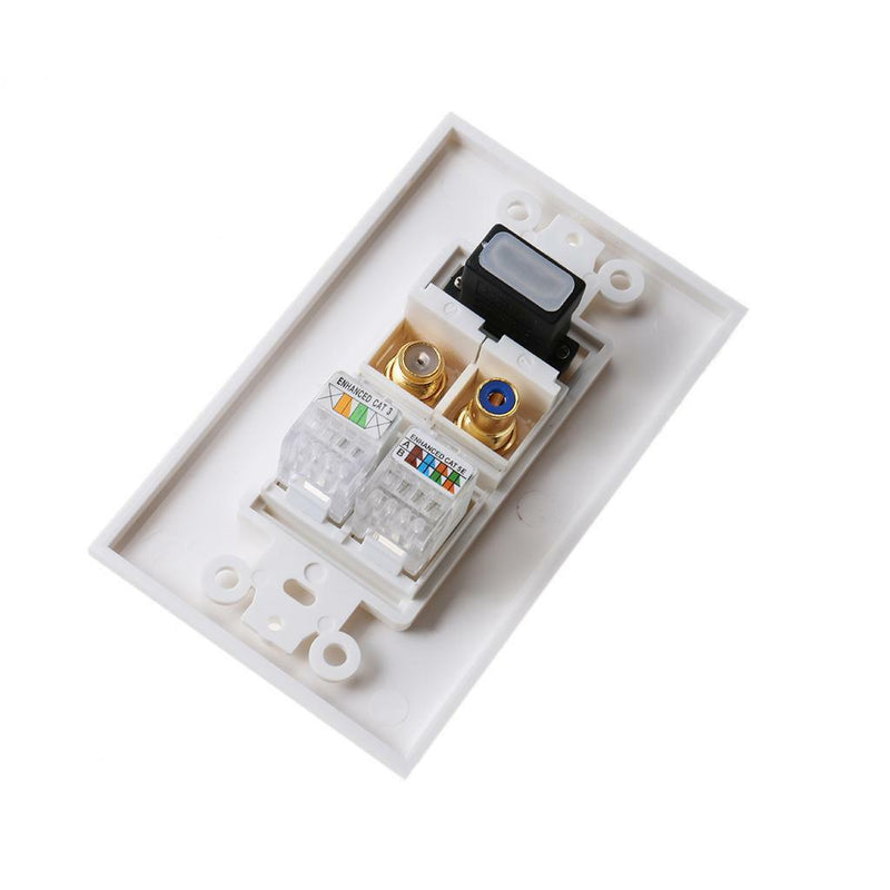 1080p Single Port 1-Port HDMI Wall Plate RCA F Audio Dual Ethernet RJ45 Jack