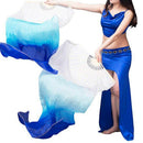 Silk Chinese Belly Dance Fan Veil Handmade in White and Blue