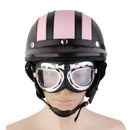 Motorcycle Motorbike Open Face Helmet Visor with Goggles - Pink