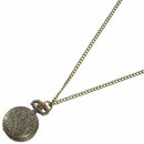 Round Shape Retro Striped Volume Necklace Pocket Watch Bronze