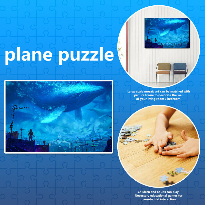 1000pcs DIY Paper Jigsaw Whale Rider Puzzle Kids Adults Educational Toys