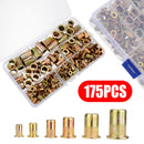 175pcs M3-M10 Mixed Zinc Steel Rivnut Insert Nutsert Threaded Set Rivet Nut Kit