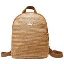 Straw Women'S Backpack Shoulder School Crown Decorative Backpack Straw Knit