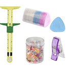 5 In 1 Measuring Tool Clips Chalks Needlework Fabric Patchwork Sewing Ruler Set