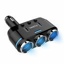 Power Adapter Dual USB Car Charger DC 12V 3Way Cigarette Lighter Socket Splitter