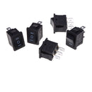 5 pcs SPDT On/Off/On Mini Black 3 Pin Rocker Switch AC 6A/250V 10A/125Vï¼D