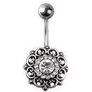 Rhinestone Crystal Flower Navel Belly Button Ring Barbell Piercing Body OZ