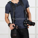 Double Shoulder Sling Belt Quick Rapid Strap for 2 DSLR Digital Camera Black