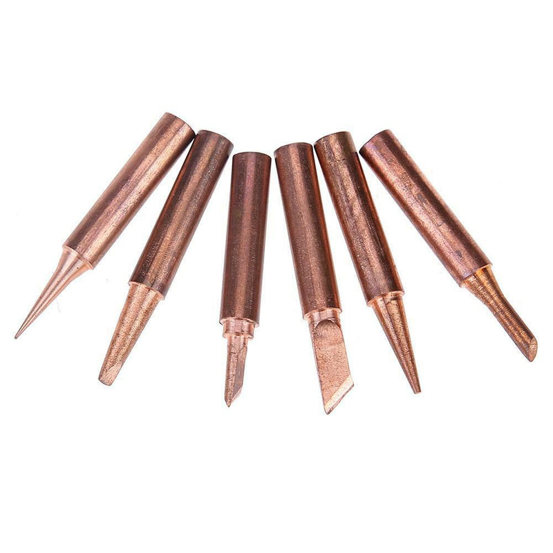 6pcs Set Pure Copper Iron Tip 900M-T Soldering Tip Soldering Rework Station New