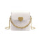 Women Bucket Shoulder Bag Leather Love Buckle Chain Crossbody Bags (White) A