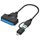 20cm USB 3.0 USB C to SATA 2 in 1 Converter Cable Support 2.5 inch SATA SSD A