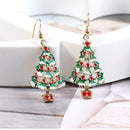 Christmas Tree Hoop Earrings Rhinestone Ear Drop for Women Jewelry Gift