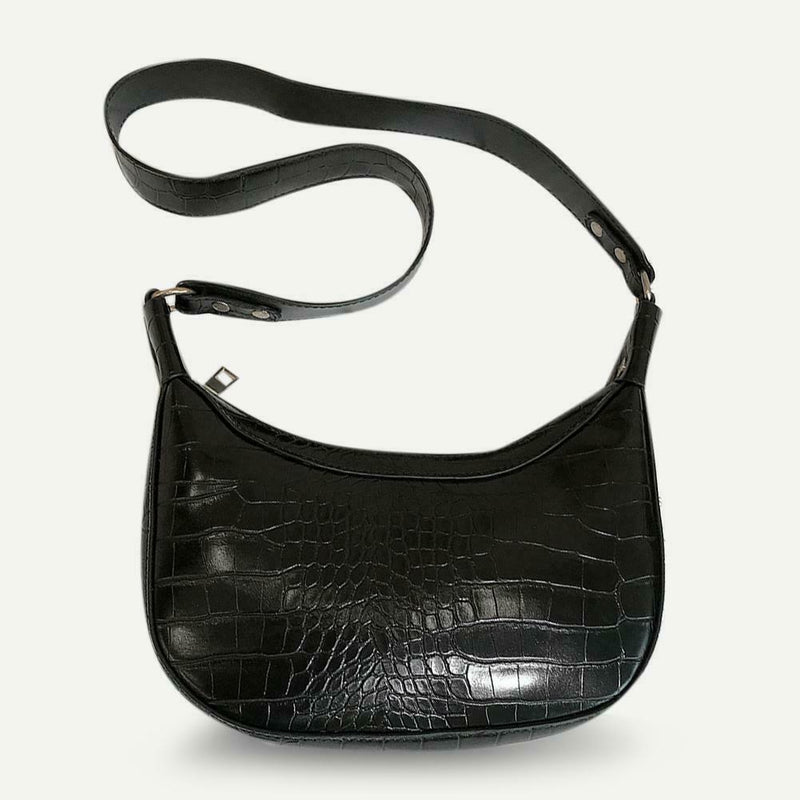 Women Retro Shoulder Bags Leather Money Purse Messenger Handbag (Black) A