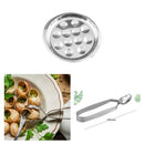 Stainless Steel Snail Escargot Tongs and Escargot Plate