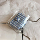 Plaid Mini Jelly Bag Transparent Flip Bag Summer Beach Handbag Chain Should