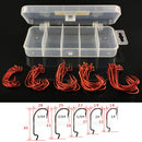 51 Pcs/Set Red Worm High Carbon Steel Fishing Hook For Texas Rig Soft Bait J Cy