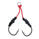 10Pcs Carbon Steel Fishing Dual Assist Hook with PE Line with Shrink Tube