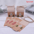 5pcs House Shape Christmas Candy Gift Bags With Ropes Xmas Tree Cookie Bags BX