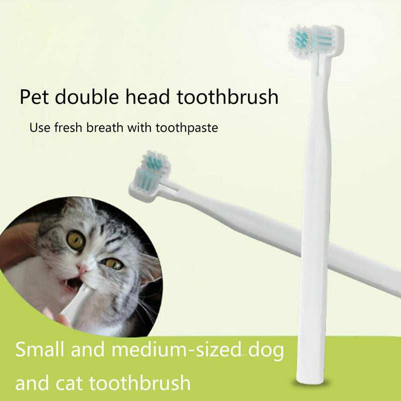 Dental Double Heads Teeth Brushing Pet Toothbrush Cats Dogs Long Handle Mouth