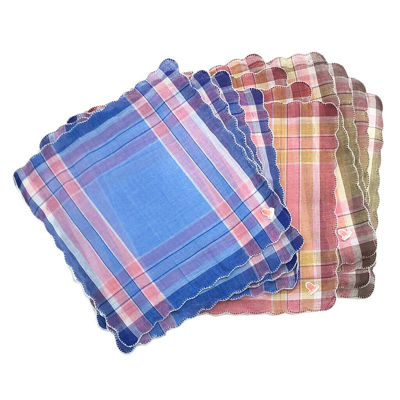 12 Mixed Pack Womens Classic Soft Handkerchiefs Plaid  Square Kerchief