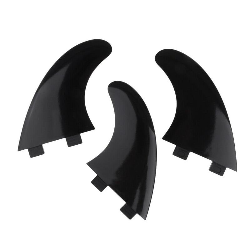 Pack of 3 Premium Surfboard Fins - Thruster Surf Fins -  G5 Tri Fins - Black
