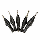 5 x #5 #6 #8 #10 #12 Countersink Drill Bit Set Woodworking Counter Bore Screw