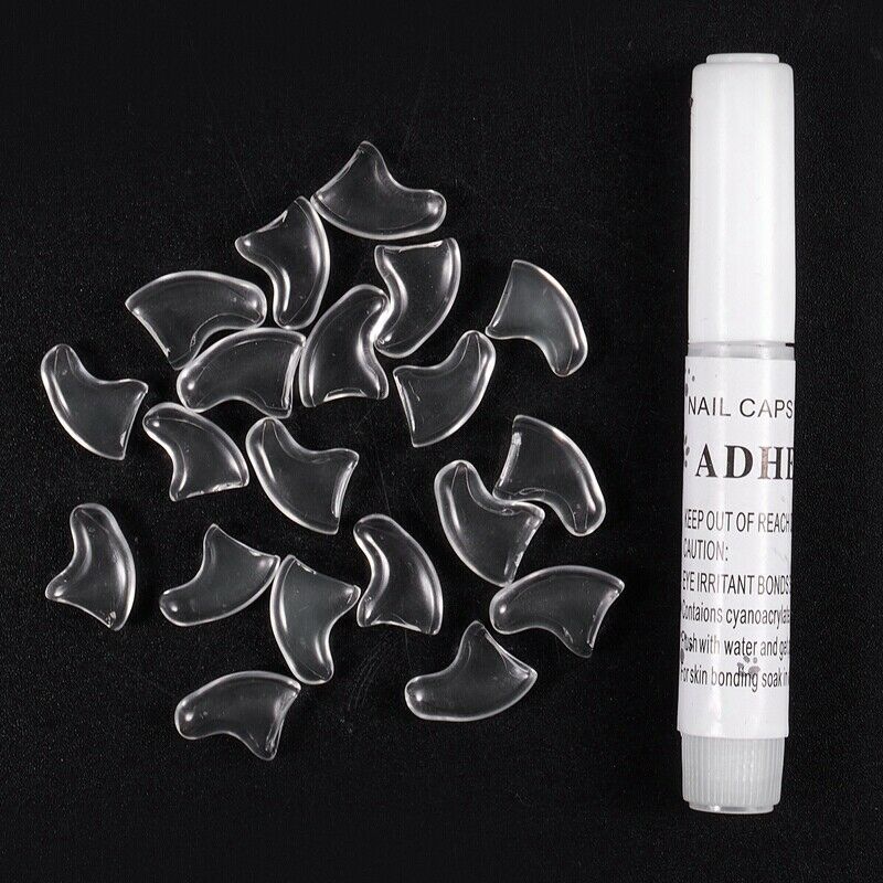 5X(20 pcs Soft Nail Caps For Cat Pet Claw Control Paws off + Adhesive Glue K2M2)