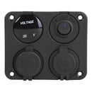 1 Gang Blue LED Rocker Switch Panel Voltmeter 4.2A Dual USB Port 12V Outlet