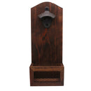 Club Pub Rustic Wooden Wall Hanging Bottle Opener W/ Cap Catcher Holder