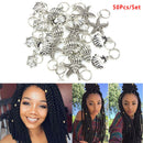 50Pcs/Set Starfish Pendant Dreadlock Hair Braid Pins Rings Clip DIY Cuff Jewe FT