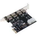 4 USB Ports PCI-E to USB 3.0 Expansion Card Adapter 5Gbps Speed for Desktop