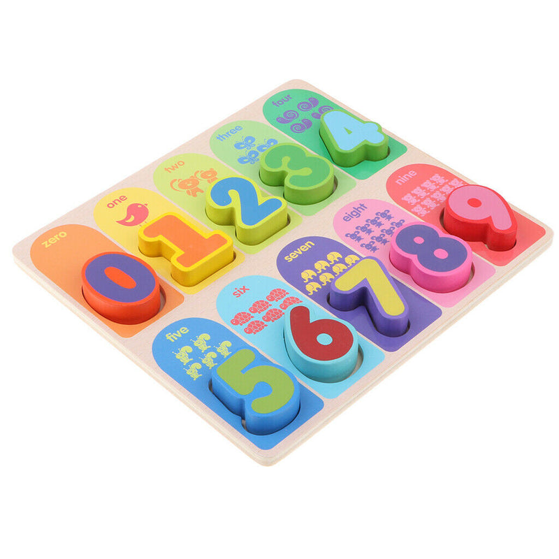 Wooden Number Block Puzzle Board Montessori Educational Math Numerical Learning