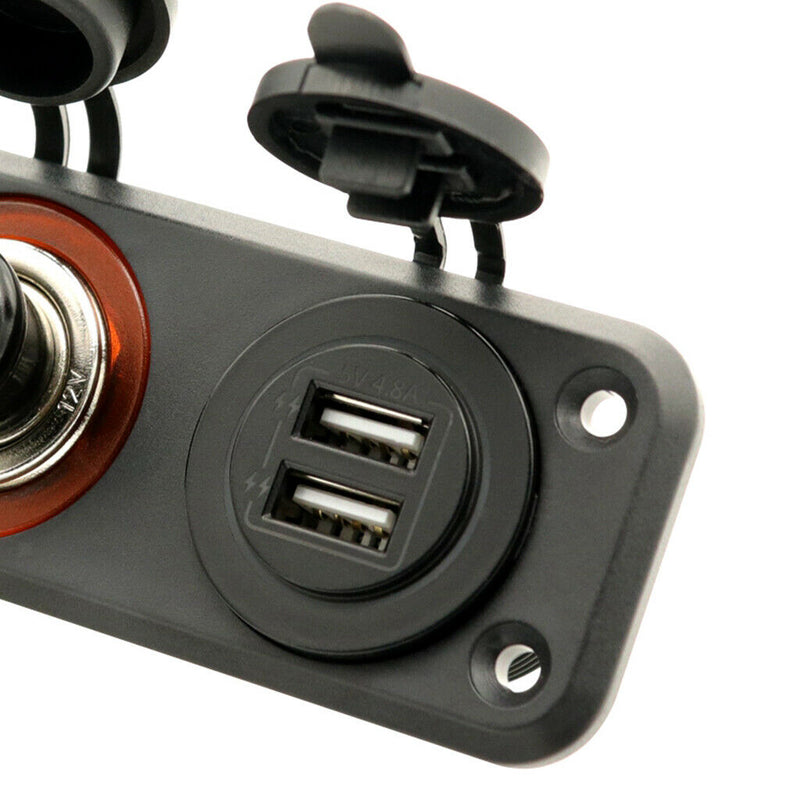 Dual USB Charger Power Socket 12V Cigarette Lighter Adapter for Car Boat Marine