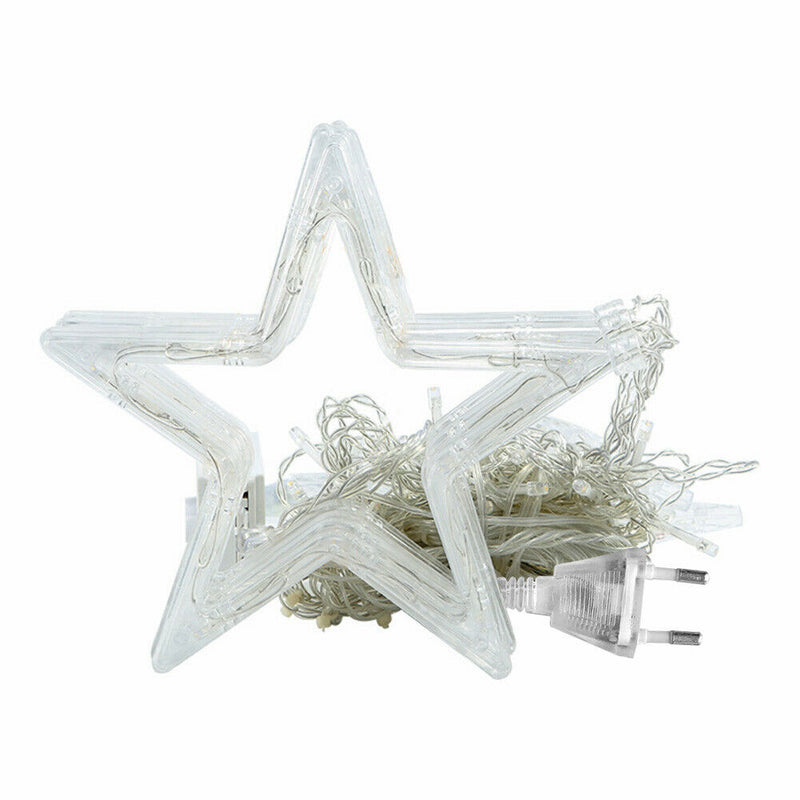 LED Curtain String Light 8Mode Star Moon Plug Night Light  (EU Warm Light)