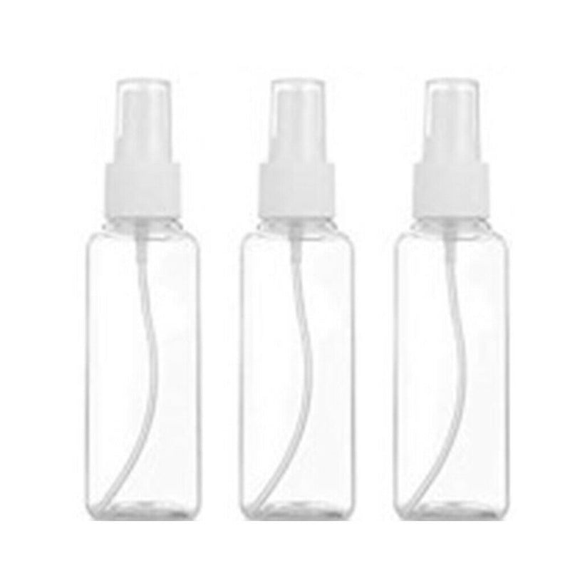3pcs 50ml Clear Empty Spray Bottles Plastic Refillable Cosmetic Container Travel