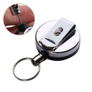 1x Retractable Metal Card Badge Holder Steel Recoil Ring Pull Belt Keychain Nice