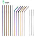 MultiColor stainless steel straw set of 12 extra long 10.5inch reusable mul G9T9
