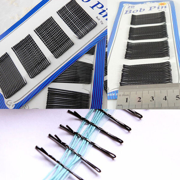 100Pcs Invisible Hair Clips Flat Top Bobby Pins Grips Salon Barrette Black Lots