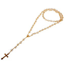 Women's 10mm Rosary Beads Long Chain Sweater Jesus Cross Pendant Necklace