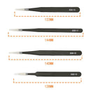 10pcs Anti-static Stainless Steel Straight Elbow ESD Electronic Tweezers A