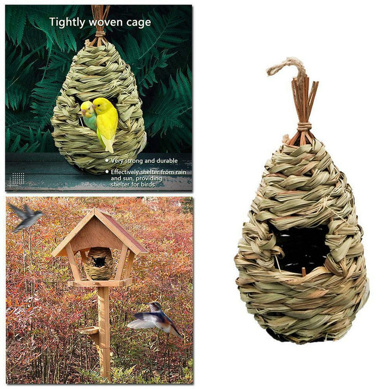 Hanging Bird House Natural Fiber Finch Bird Nest Hut Outdoor Cage