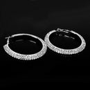 1 pair Creoles Earrings Alloy Earrings with 2-Row Rhinestone Diameter of 40 S7E3