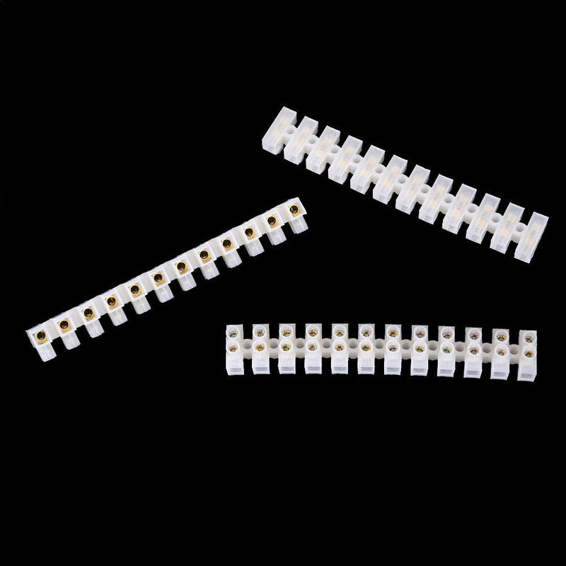 3 Pieces 10Amp 12 Way Barrier Screw Terminal Block Wire Connector Strip 3C