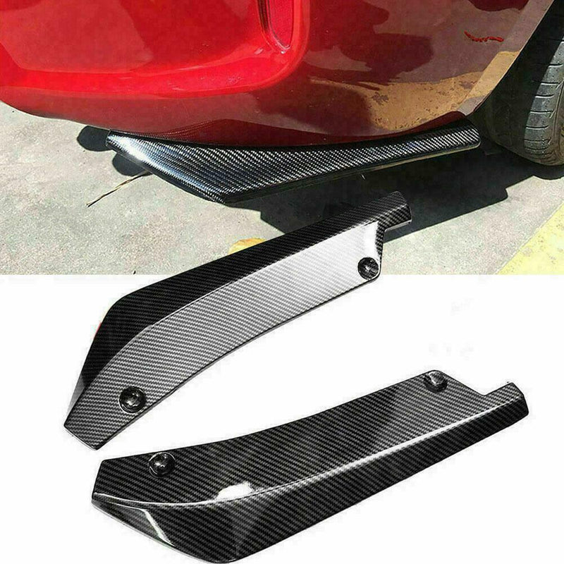 1Pair Carbon Fiber Car Rear Bumper Lip Diffuser Fins Splitter Accessories M4S7