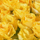 Yellow Fabric Silk Artificial Rose Flower Heads for Decoration Pack of 50pc